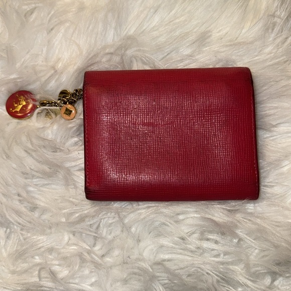 Authentic MCM Pink Leather Studded Logo Motifs Trifold Wallet with keychain GUC - Picture 6 of 17